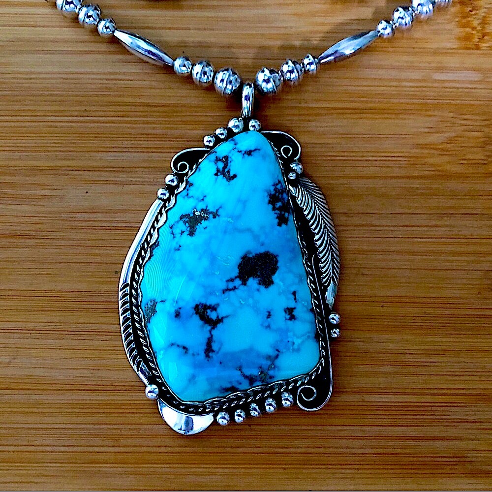 $725 Signed Designer Navajo Pendant & Necklace Marked D. SECATERO STERLING - Picture 5 of 12